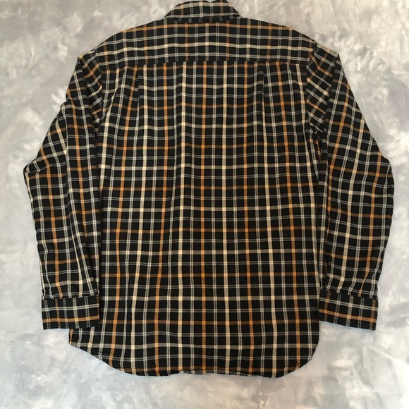 Carhartt Men's Relaxed Fit Button-up Shirt, Black/Orange/Cream Plaid Size M - Picture 7 of 9